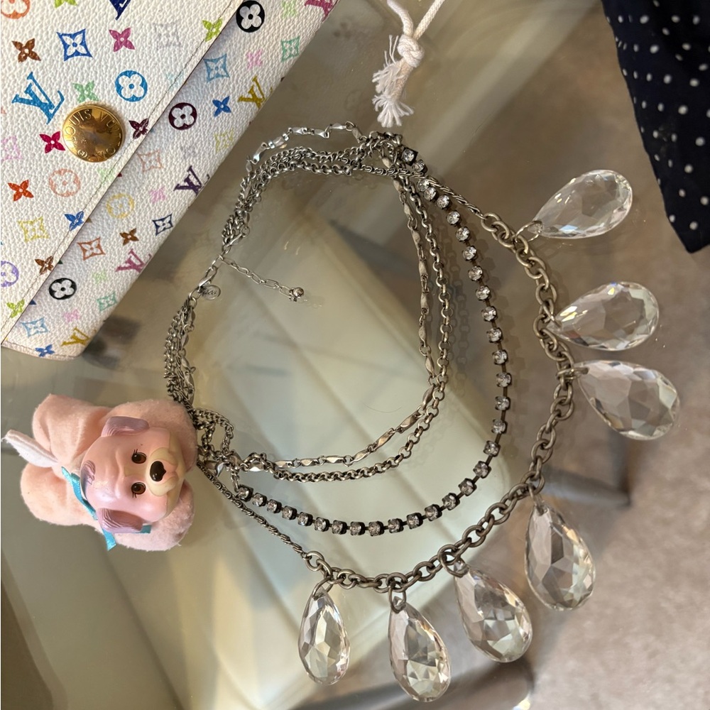 Vintage American Eagle Silver Crystal Layering Necklace (Adjustable) - Picture 2 of 3